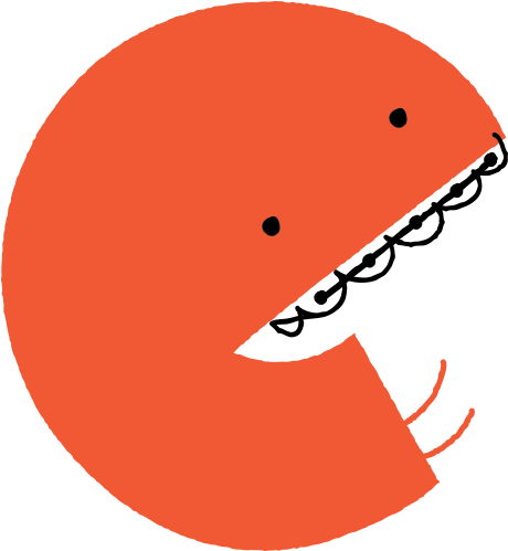 The Bitesize braces mark, an orange monster smiling with braces on its teeth