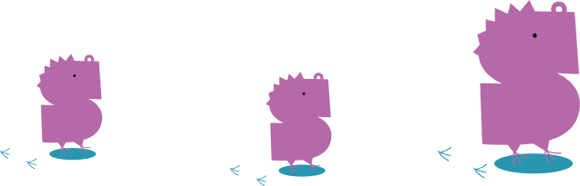 The letter S monster walking like a dinosaur